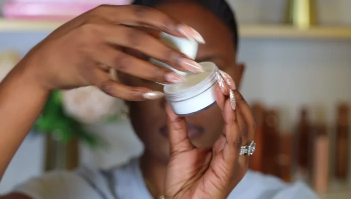 Optionally, use a blotting powder to further set your makeup and prevent movement throughout the day.