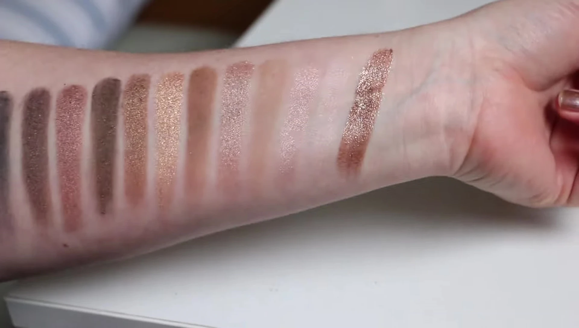 Close-up comparison of shimmer shades