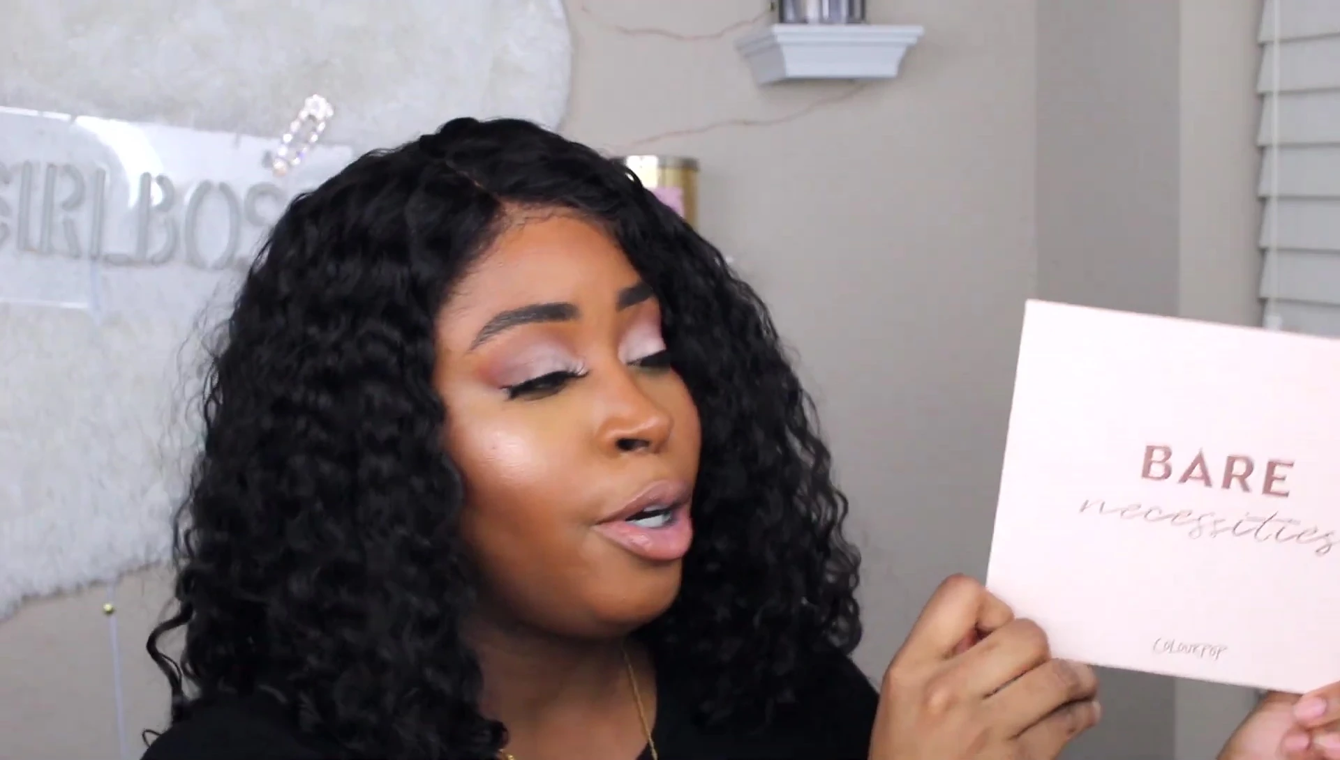 Close-up of the ColourPop Bare Necessities palette showing its size and numerous shades.