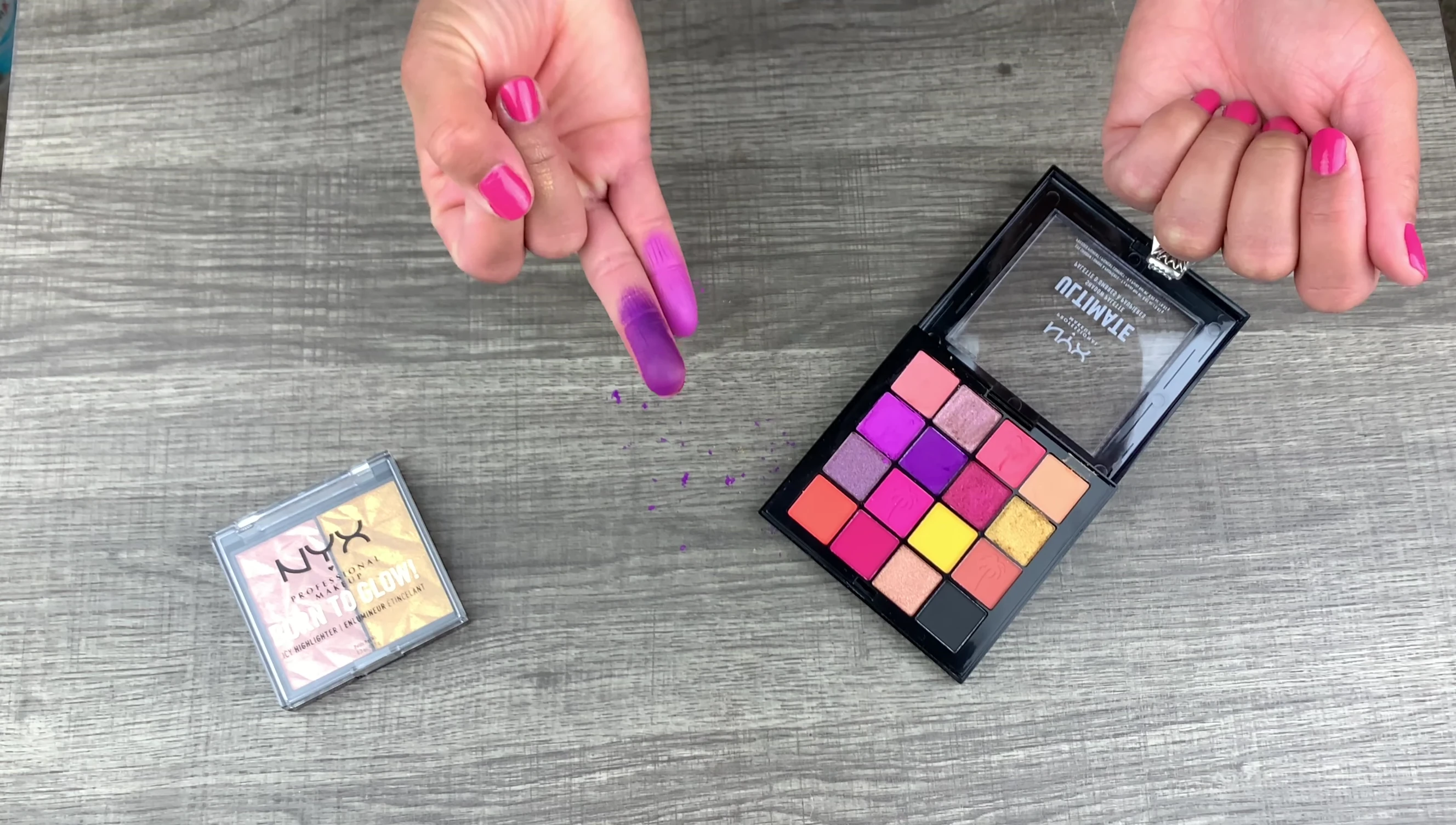 A close-up showing several shades swatched together to illustrate color combinations.