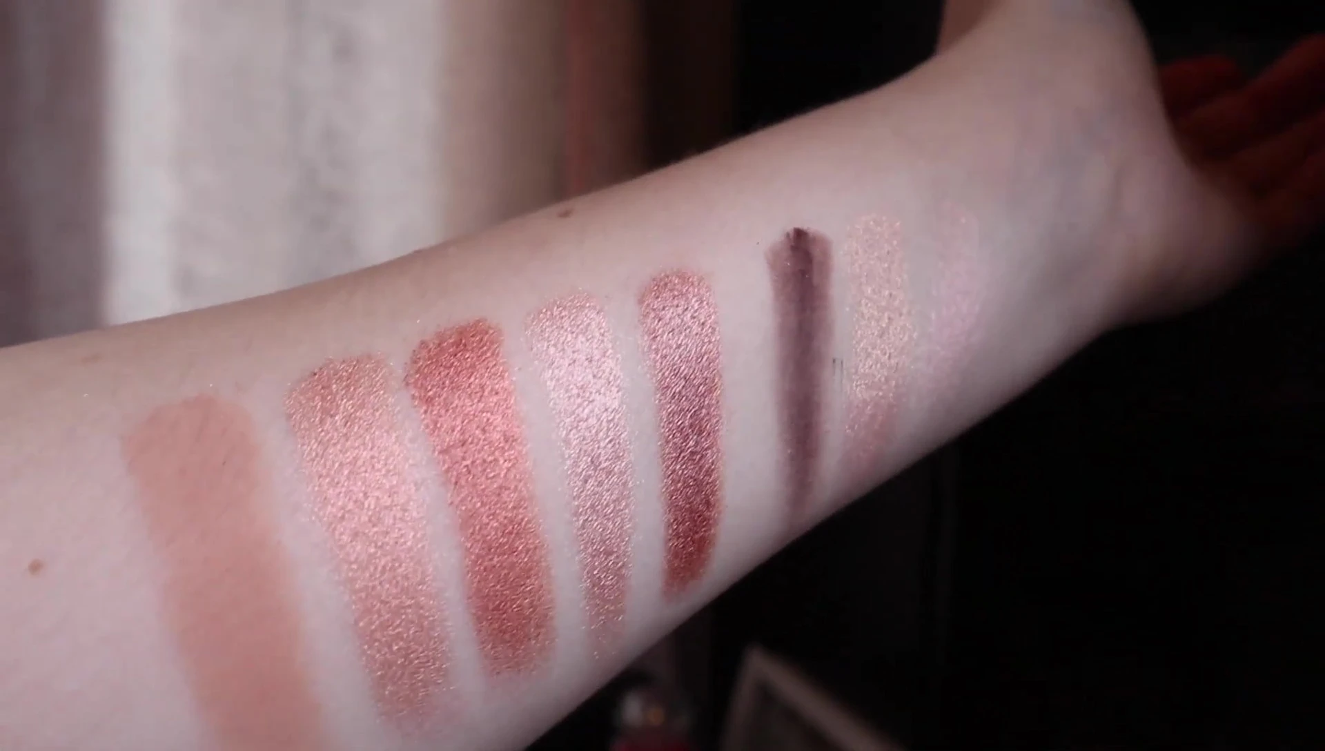 Close-up view of the Petal Metal palette's shades.