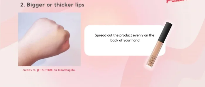 Conceal the outline of your actual lips using foundation or concealer to reduce volume.