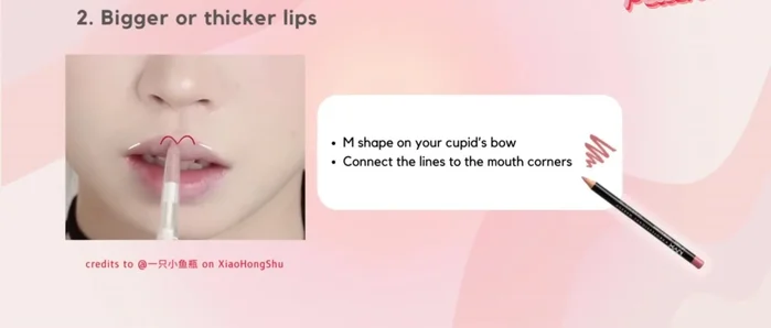 Draw an 'M' shape on your Cupid's bow and connect the lines to the mouth corners to create a defined shape.