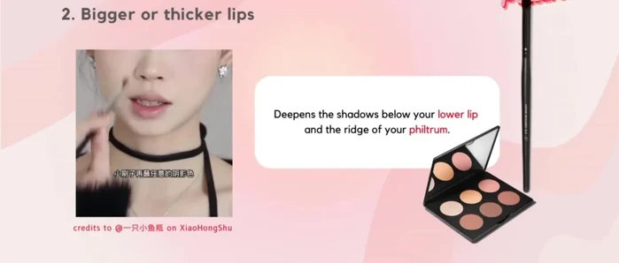 Use a fluffy brush and contour powder to deepen the shadows below your lower lip and on the ridge of your philtrum.