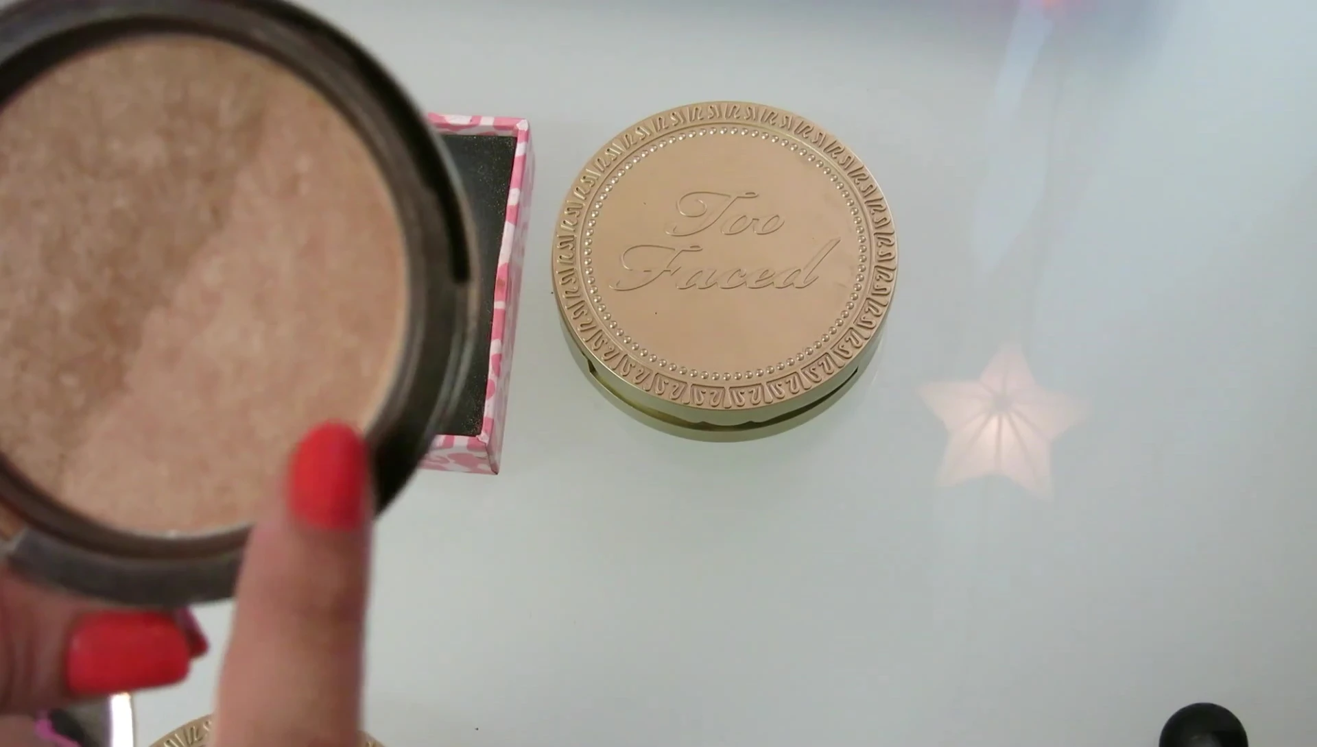 The reviewer demonstrating the use of the lighter and darker shades.
