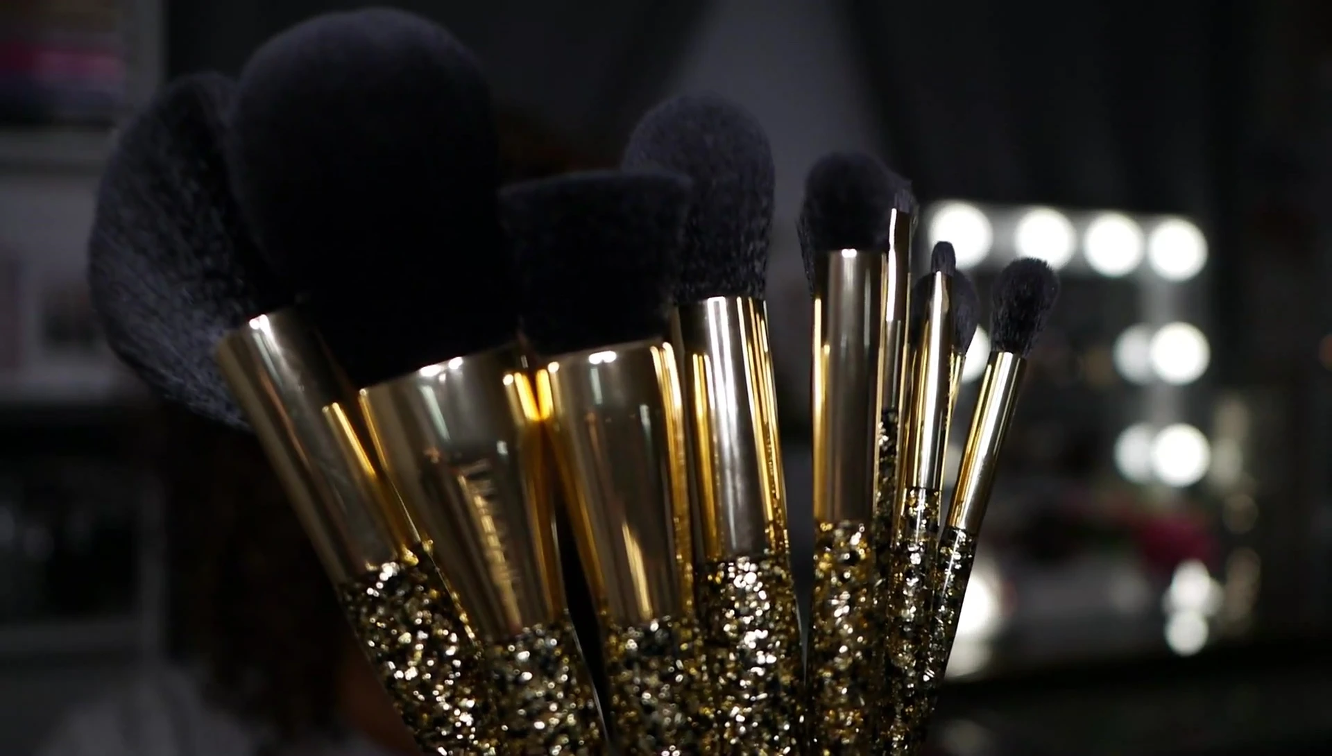 Another angle highlighting the subtle glitter design on the brush handle.