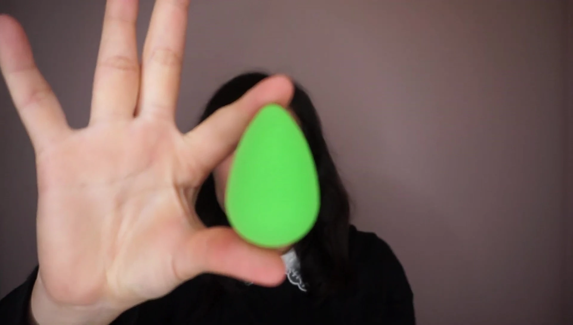 The Bio Pure sponge next to the traditional Beauty Blender for size comparison