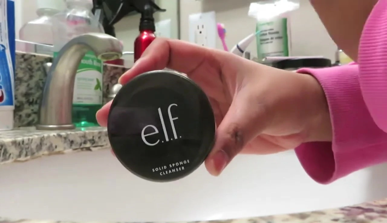 Close-up of the E.L.F. Solid Sponge Cleaner packaging