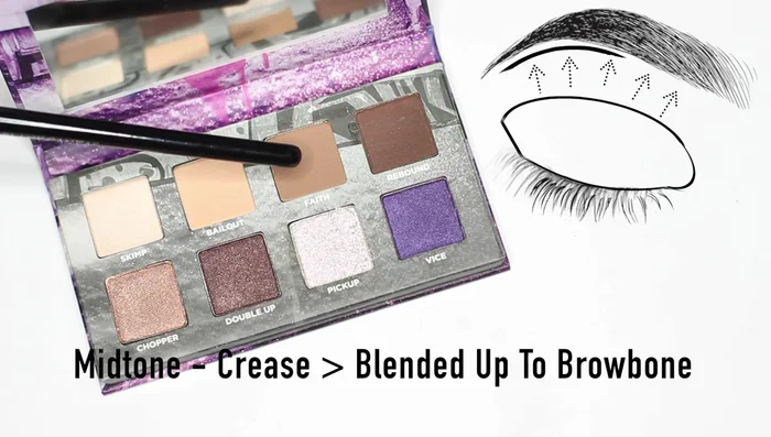 Apply shade number three in the crease, blending and fading upwards towards the brow bone.