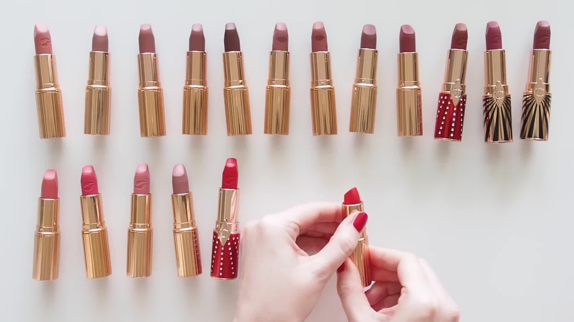 Lipstick swatch demonstrating the soft matte finish