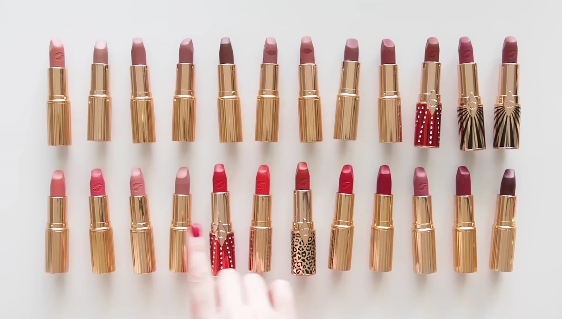 Final shot of various lipstick swatches