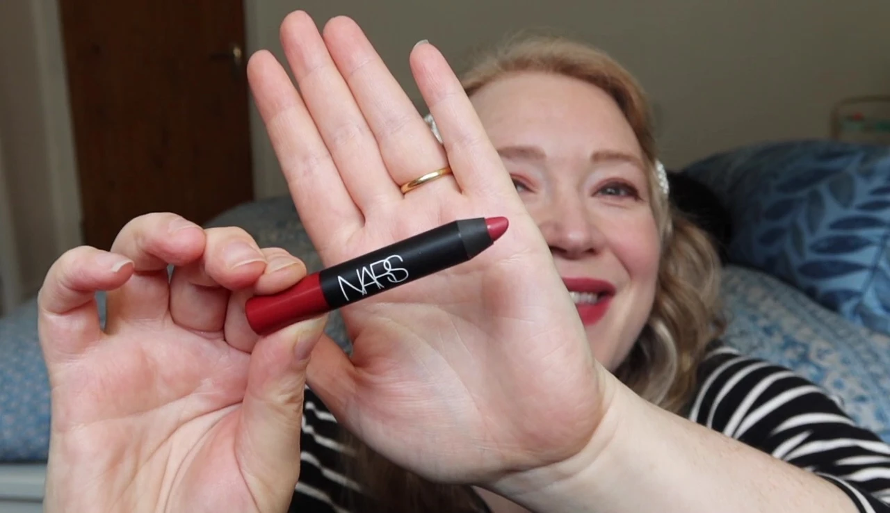 Close-up of the NARS Velvet Matte Lip Pencil in Dolce Vita box