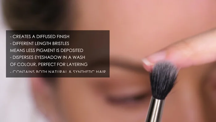 Create washes of color with a duo fiber brush, blending powders and liquids seamlessly. Its unique fiber blend picks up less product, preventing overapplication.