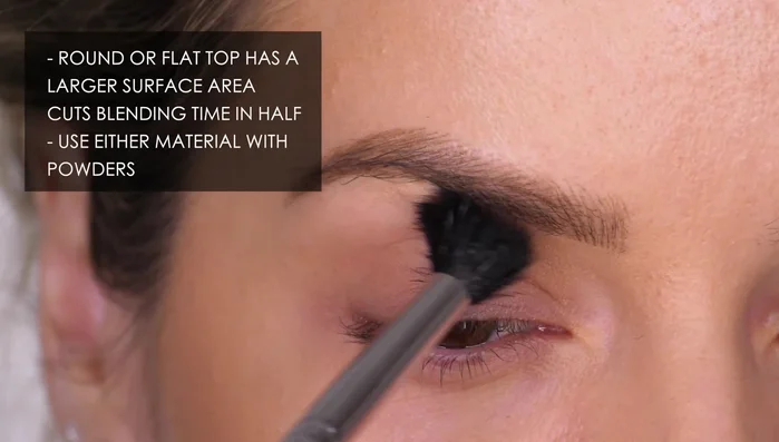 Use a smaller blending brush for smaller lids or more precise blending in the socket line.