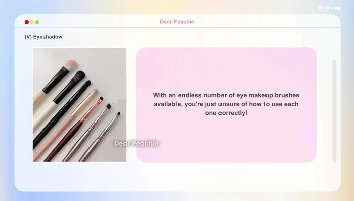 Eyeshadow: For beginners, a large blending brush, medium blending brush, and small detail brush are sufficient for most looks. More advanced techniques may benefit from tapered detail, flat smudge, angled eyeliner, and sickle-shaped eyeliner brushes.