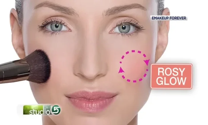 Smile to find the apples of your cheeks (the roundest part of your face when you smile).