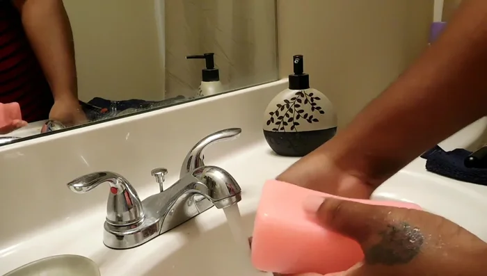 Rinse the sponge thoroughly.