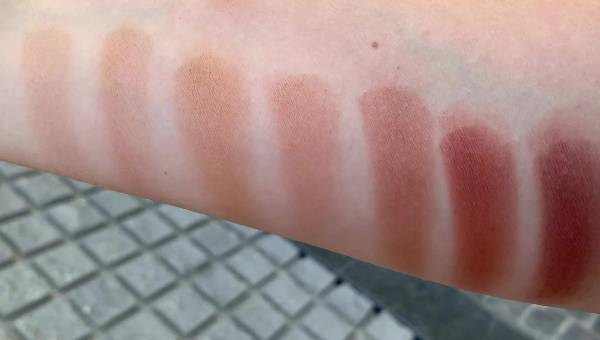 All bronzer shades swatched together