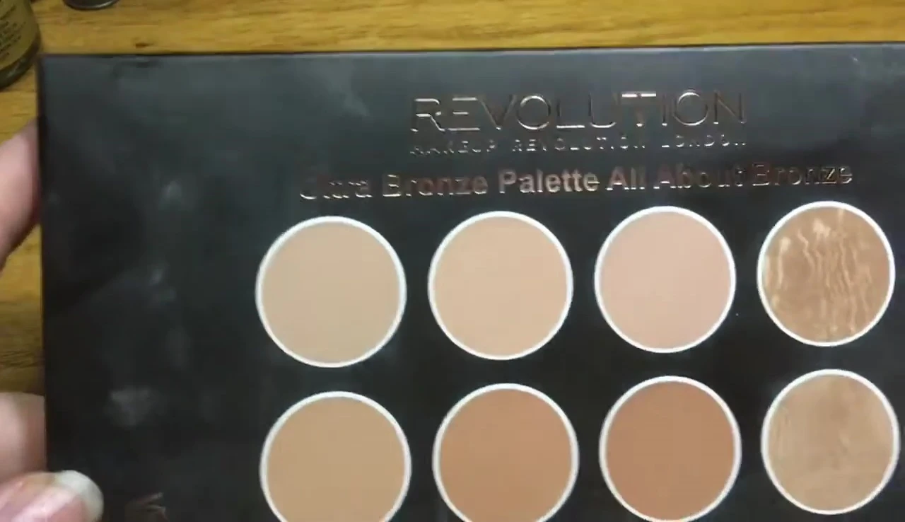 Back of the Makeup Revolution Ultra Bronze Palette showing all shades.