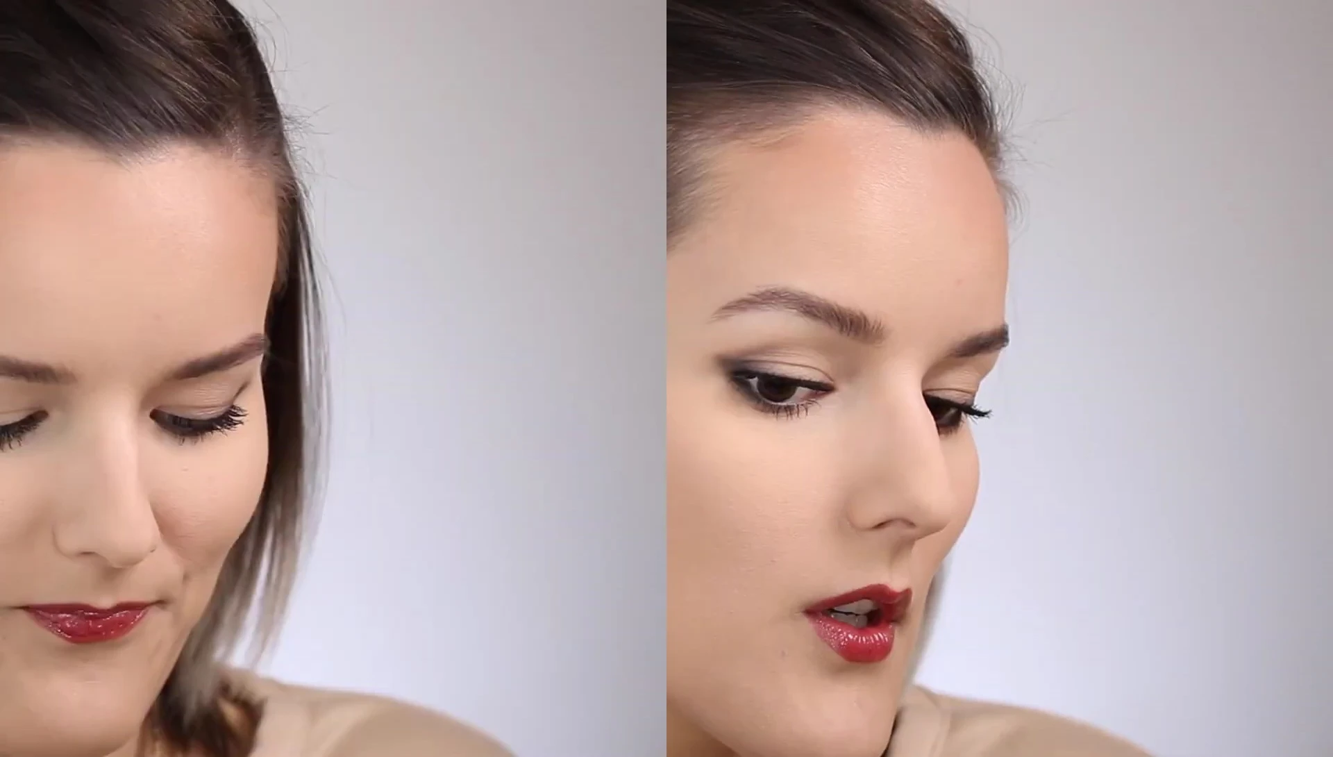 The reviewer applying the bronzer to her cheeks.