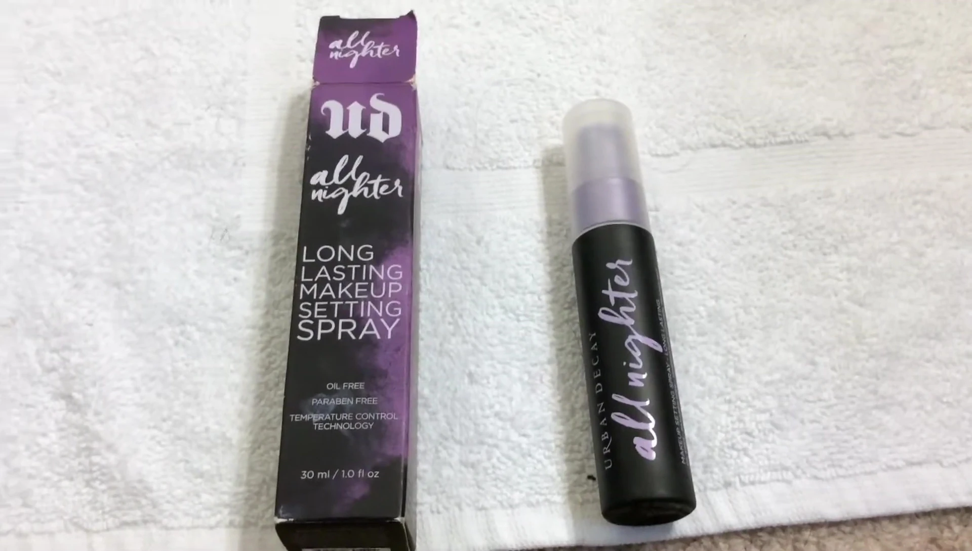 Speaker mentioning the recommendation for the setting spray