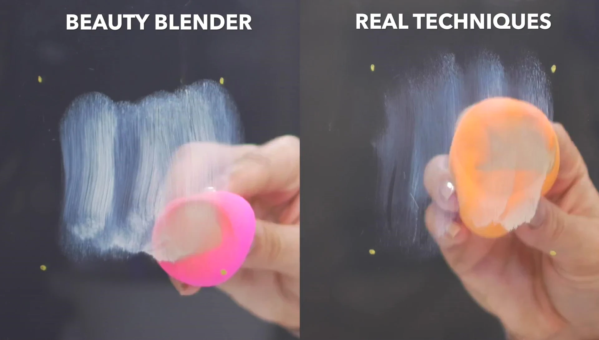 Comparison shot of swipe test results on both sponges.