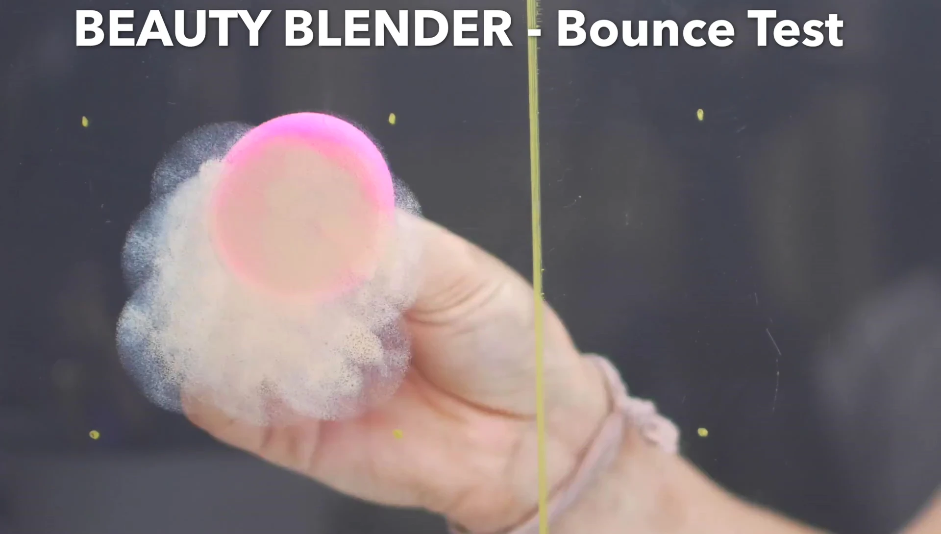 Close-up comparison of foundation application on both sponges.