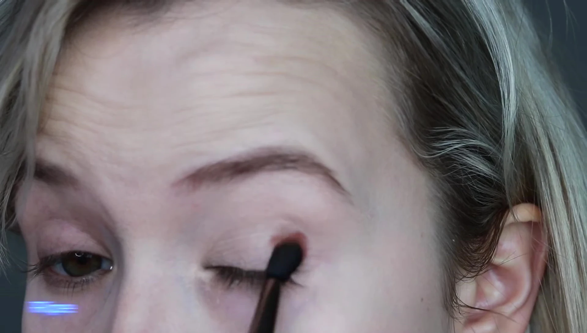 Close up of an eye look created with the palette