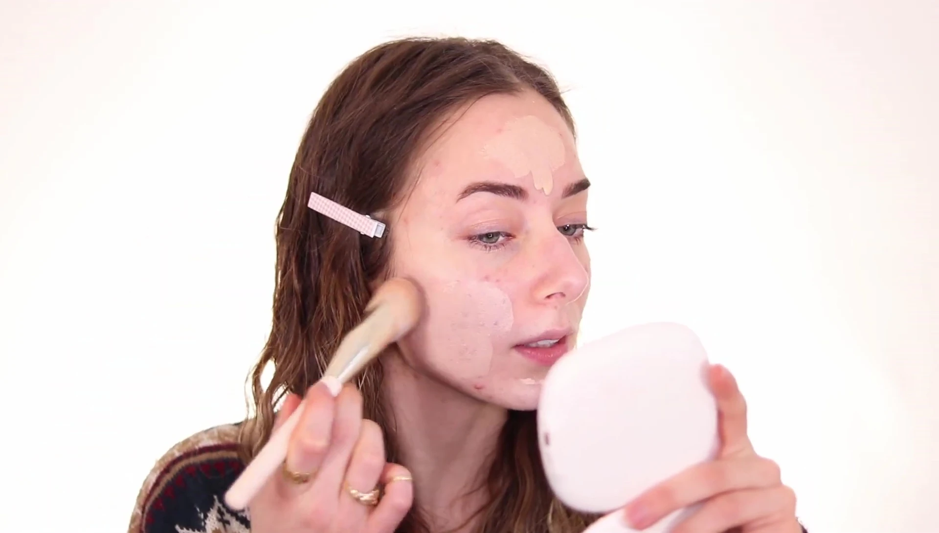 Applying foundation with a sponge